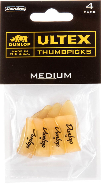 Dunlop Ultex Medium Right Amber Thumbpicks (4 picks)