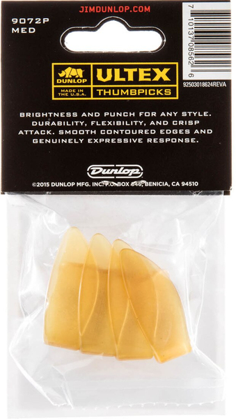 Dunlop Ultex Medium Right Amber Thumbpicks (4 picks)