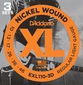 D'Addario EXL110-3D Special Pack, Regular Light / 010-046 3-Pack Electric Guitar String Sets