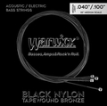 Warwick Black Nylon Tapewound Acoustic / Electric Bass / 4-String Set (040-100 - medium scale)
