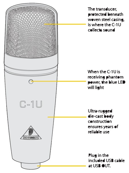 Behringer C-1U Studio Condenser Microphone USB