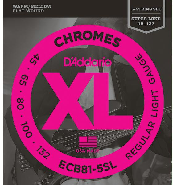 D'Addario ECB81-5SL Chromes Bass 5-String, Light /  45-132 (Super Long Scale)