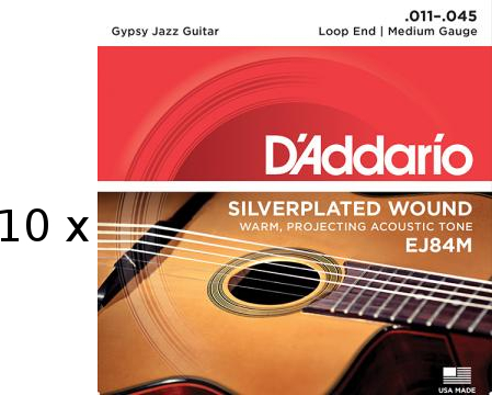 D'Addario EJ84M - 10 Sets Acoustic Gypsy Jazz (.011-.045)