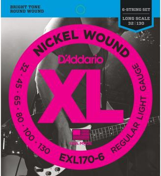 D'Addario Electric Bass 6-String Nickel R/W / EXL170-6 (.032-.130 - long scale)