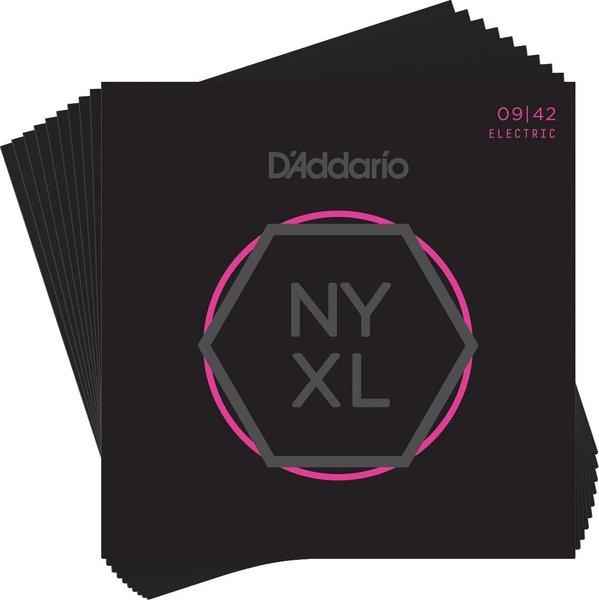 D'Addario NYXL0942 New York XL Pack of 10 Sets / Nickel Round Wound (.009-.042 - super light)