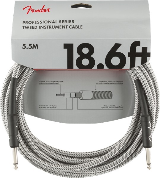 Fender Professional Instrument Tweed Cable (18'/5.5m; straight-straight; white tweed)