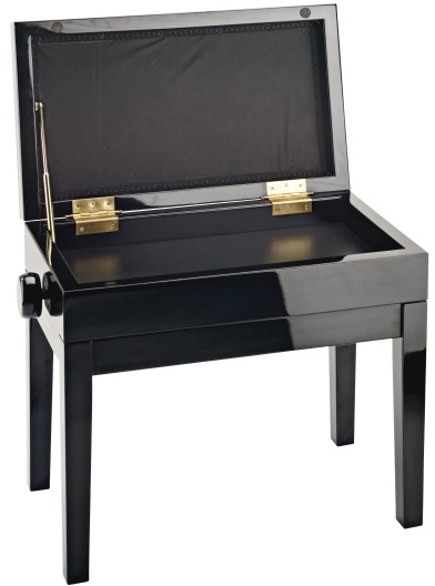K&M 13951 Piano bench with sheet music storage (black glossy)