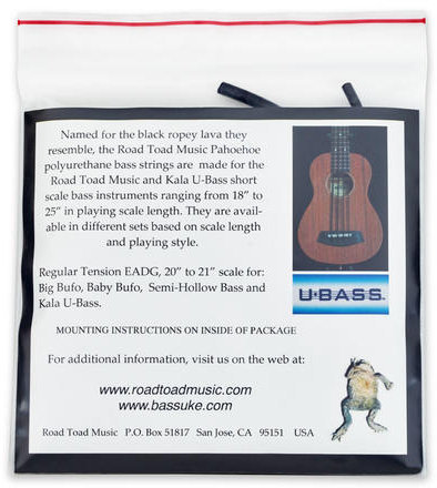 Kala Road Toad Music Pahoehoe (U-Bass String Set, 4-String, Black)