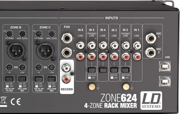 LD-Systems Zone 624 / 4-Zone Mixer (19', 3U)