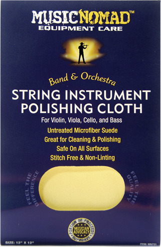 Musicnomad String Instrument Microfiber Polishing Cloth for Violin, Viola, Cello, and Bass (12' x 12')