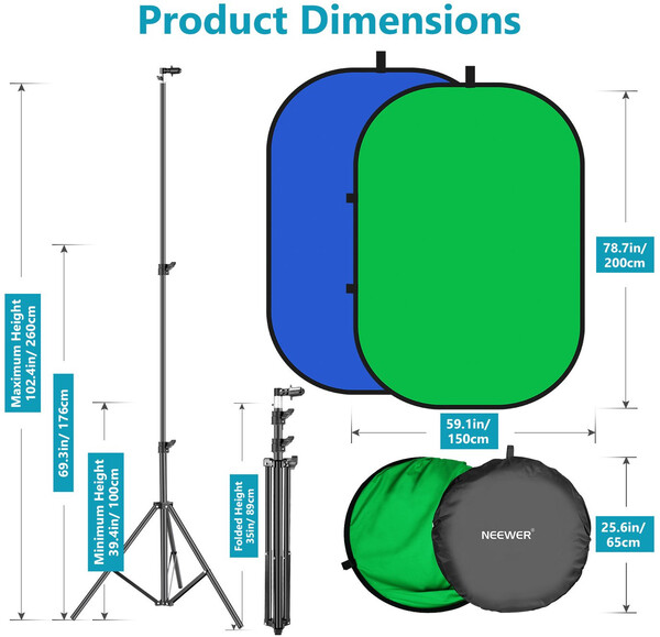 Neewer Chromakey Backdrop & Lighting Stand Kit (blue/green)