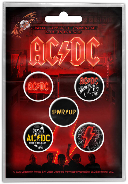 Rock Off AC/DC Button Badge Pack: PWR-UP (6 plastic buttons)