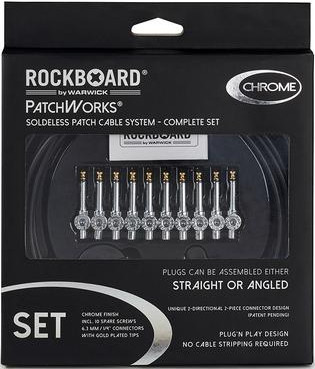 RockBoard PatchWorks Solderless Patch Cable Set CR (3m + 10 plugs - chrome)