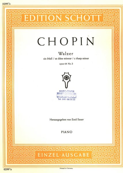 Schott Music Chopin Walzer opus n.2 cis-Moll / ut diese mineur / c sharp minor