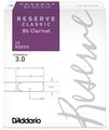 D'Addario Bb Clarinet Reserve Classic (box of 10 - strength 3.0) Bb Clarinet Reeds 3 Boehm
