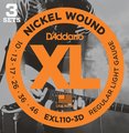 D'Addario EXL110-3D Special Pack, Regular Light / 010-046 Pack 3 Jogo de Cordas Guitarra Eléctrica