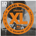 D'Addario EXL140-10P Light Top/Heavy Bottom / 010-052 Packs de 10 jeux de cordes de guitare électrique