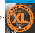 D'Addario EXL160 / 5 Sets (.050-.105 / long scale regular) Packs de 5 jeux de cordes pour basse 4 cordes