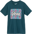 Gibson Floral Block Logo T-Shirt (blue, size M) T-Shirts taille M