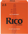 Rico Orange Bb Clarinet #2.5 / Unfiled (strength 2.5, 10 pack)