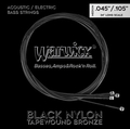 Warwick Black Nylon Tapewound Acoustic / Electric Bass / 4-String Set (045-105 - long scale)